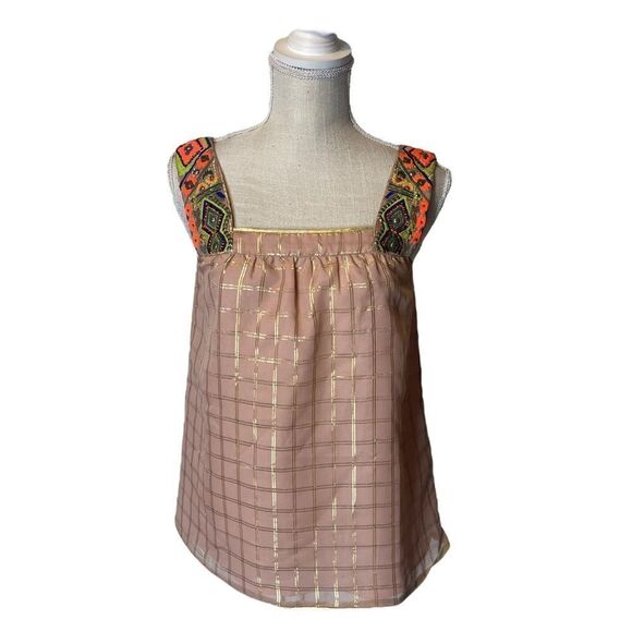 Anthropologie Vineet Bahl Sunlight Hours Embellished Boho Tank by Size XS - Picture 3 of 16